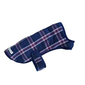 HOUSE OF BARKER‎ Navy Plaid Dog Coat Jacket Fleece Lined Pet Apparel Parka L